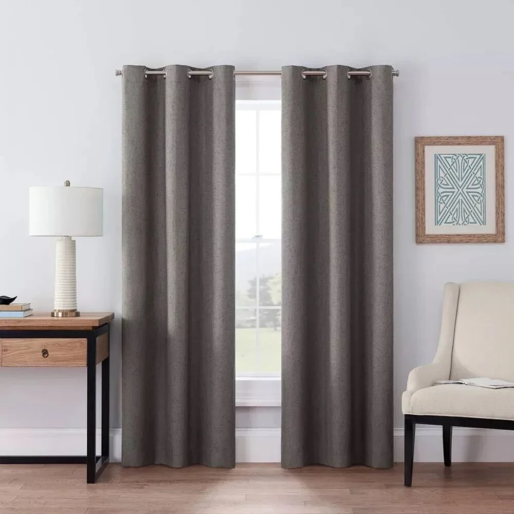 Eclipse Windsor Blackout Smoke Gray Grommet Hang Curtain Panel 42